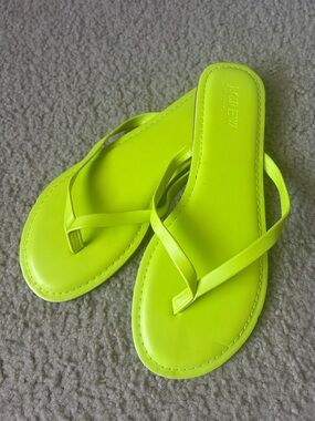 J. Crew Neon Lime Easy Flip Flop Sandals